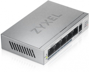  Zyxel GS1005HP Switch PoE +, 5xGE (4xPoE +), desktop, metal, silent, PoE budget 60 W