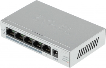  Zyxel GS1005HP Switch PoE +, 5xGE (4xPoE +), desktop, metal, silent, PoE budget 60 W