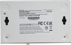  Zyxel GS1005HP Switch PoE +, 5xGE (4xPoE +), desktop, metal, silent, PoE budget 60 W