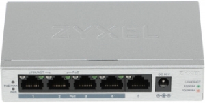  Zyxel GS1005HP Switch PoE +, 5xGE (4xPoE +), desktop, metal, silent, PoE budget 60 W