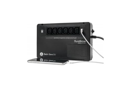  Systeme Electri Back-Save, 800VA/480W, 230V, Line-Interactive, AVR, 6xC13 Outlets, USB charge(t