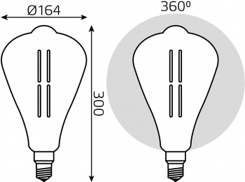  Filament ST164 6W 330lm 4000 27 gray straight LED