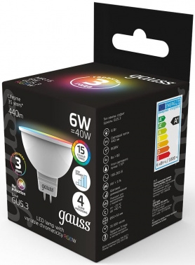  Gauss Smart MR16 6W GU5.3 RGBW+dim 1/10/100