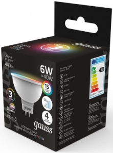  Gauss Smart MR16 6W GU5.3 RGBW+dim 1/10/100