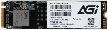  SSD AGI 256GB M.2 2280 AI198 Client SSD PCIe Gen3x4 with NVMe, 1936/1217, IOPS 92/241K, M