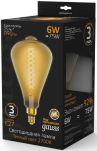  Filament ST164 6W 890lm 2700 27 golden straight LED