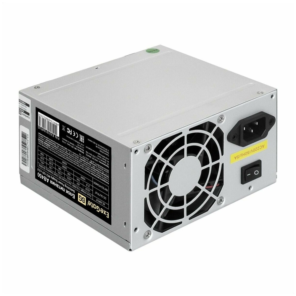   450W Exegate AB450, ATX, 8cm fan, 24+4pin, 3*SATA, 1*FDD, 2*IDE