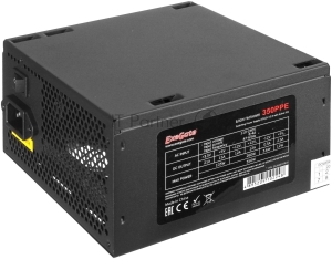   350W ExeGate 350PPE, ATX, PC, black, APFC, 12cm, 24p+4p, PCI-E, 5*SATA, 3*IDE, FDD + 