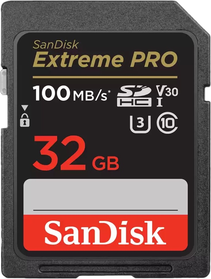 Карта памяти SanDisk Extreme Pro SD UHS I 32GB Card for 4K Video for DSLR and Mirrorless Cameras 100