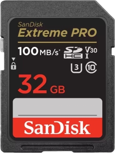   SanDisk Extreme Pro SD UHS I 32GB Card for 4K Video for DSLR and Mirrorless Cameras 100