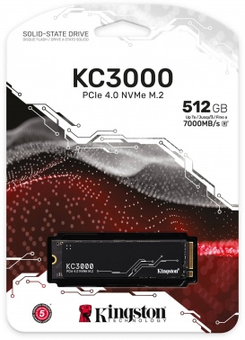  SSD Kingston 512Gb M.2 KC3000 <SKC3000S/512G> (PCI-E 4.0 x4, up to 7000/3900Mbs, 3D TLC, 