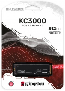  SSD Kingston 512Gb M.2 KC3000 <SKC3000S/512G> (PCI-E 4.0 x4, up to 7000/3900Mbs, 3D TLC, 